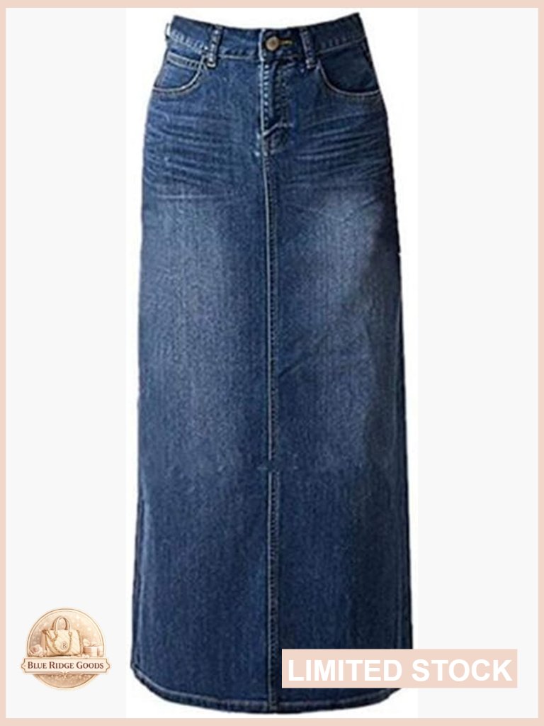 Women's Maxi Jean Skirt High Waisted A-Line Long Denim Skirt For Ladies